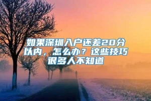 如果深圳入户还差20分以内，怎么办？这些技巧很多人不知道