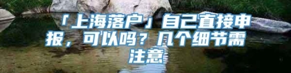 「上海落户」自己直接申报，可以吗？几个细节需注意