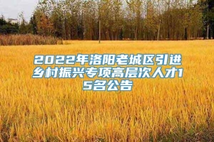 2022年洛阳老城区引进乡村振兴专项高层次人才15名公告