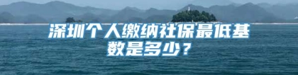 深圳个人缴纳社保最低基数是多少？