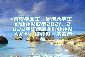 高校毕业生，深圳大学生创业补贴政策2021，2022年深圳就业创业补贴大礼包，请收好！不看后悔