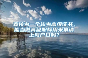 直接考一个软考高级证书，能当做高级职称用来申请上海户口吗？