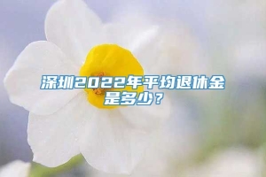 深圳2022年平均退休金是多少？