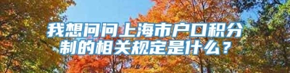 我想问问上海市户口积分制的相关规定是什么？