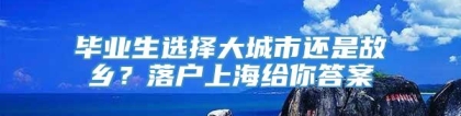 毕业生选择大城市还是故乡？落户上海给你答案