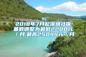 2018年7月起深圳社保基数调整为最低2200元／月,最高25044元／月