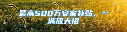 最高500万安家补贴，一城放大招