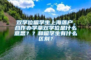 双学位留学生上海落户，合作办学拿双学位是什么意思？？和留学生有什么区别？