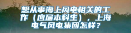 想从事海上风电相关的工作（应届本科生），上海电气风电集团怎样？