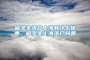 留学生落户上海有什么优惠，留学生上海落户问题