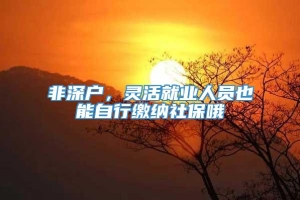 非深户，灵活就业人员也能自行缴纳社保哦