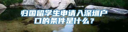 归国留学生申请入深圳户口的条件是什么？