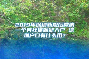 2019年深圳新规后缴纳一个月社保就能入户 深圳户口有什么用？