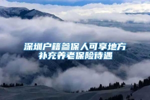 深圳户籍参保人可享地方补充养老保险待遇