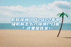 职称深圳入户2022年中级职称怎么入深圳户口呢？这里是答案！