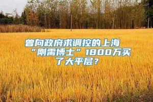 曾向政府求调控的上海“刚需博士”1800万买了大平层？