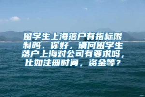 留学生上海落户有指标限制吗，你好，请问留学生落户上海对公司有要求吗，比如注册时间，资金等？