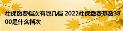 社保缴费档次有哪几档 2022社保缴费基数3800是什么档次