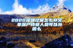 2020深圳社保怎么补交  非深户待业人员可以补缴么