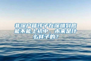 非深户籍孩子在深圳到底能不能上初中，未来是什么样子的？