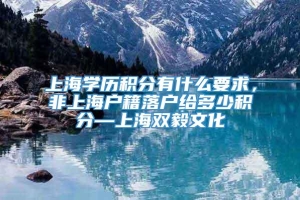 上海学历积分有什么要求，非上海户籍落户给多少积分—上海双毅文化