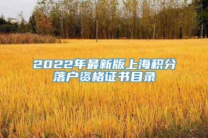 2022年最新版上海积分落户资格证书目录