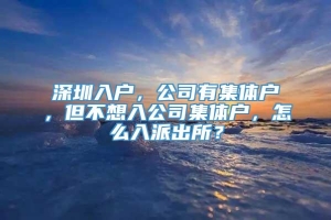 深圳入户，公司有集体户，但不想入公司集体户，怎么入派出所？