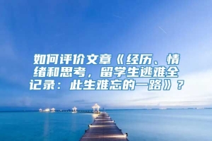 如何评价文章《经历、情绪和思考，留学生逃难全记录：此生难忘的一路》？