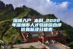 深圳入户 本科_2022年深圳市人才引进综合评价指标及分值表