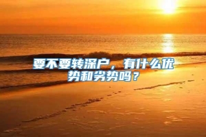 要不要转深户，有什么优势和劣势吗？