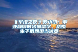 《军港之夜》苏小明：事业巅峰时出国留学，结婚生子后回国当演员