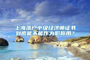 上海落户中级经济师证书到底能不能作为职称用？