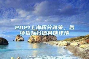 2021上海积分政策，各项指标分值具体详情