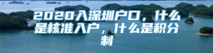 2020入深圳户口，什么是核准入户，什么是积分制