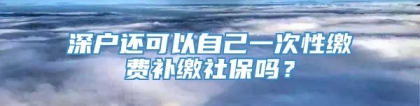 深户还可以自己一次性缴费补缴社保吗？