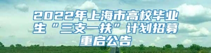 2022年上海市高校毕业生“三支一扶”计划招募重启公告