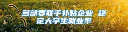 多部委联手补贴企业 稳定大学生就业率