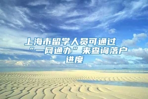 上海市留学人员可通过“一网通办”来查询落户进度