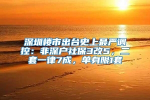 深圳楼市出台史上最严调控：非深户社保3改5，二套一律7成，单身限1套