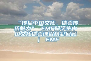 “传播中国文化，体验传统魅力” EMF留学生中国文化体验课程精彩回顾 ｜ EMF