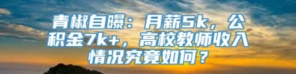 青椒自曝：月薪5k，公积金7k+，高校教师收入情况究竟如何？