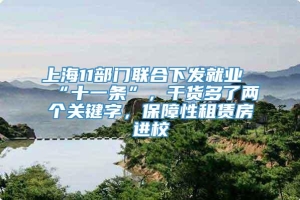 上海11部门联合下发就业“十一条”，干货多了两个关键字，保障性租赁房进校