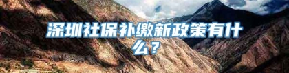 深圳社保补缴新政策有什么？