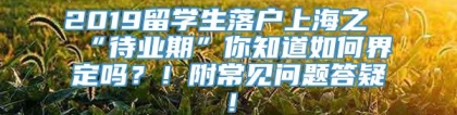 2019留学生落户上海之“待业期”你知道如何界定吗？！附常见问题答疑！