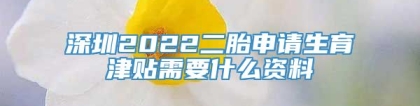 深圳2022二胎申请生育津贴需要什么资料