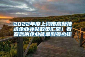 2022年度上海市高新技术企业补贴政策汇总！看看您的企业能拿到多少钱