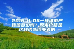 2016-11-04一线城市户籍值多少钱？原来户籍是这样诱惑创业者的