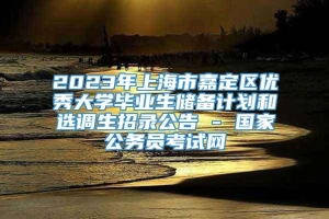 2023年上海市嘉定区优秀大学毕业生储备计划和选调生招录公告 - 国家公务员考试网