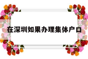 在深圳如果办理集体户口(深圳集体户口转个人户口应该如何办理？)