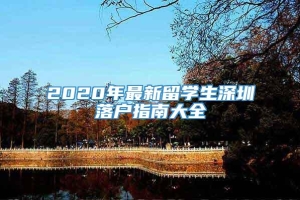 2020年最新留学生深圳落户指南大全